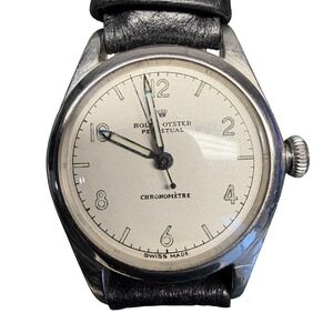 Vintage Rolex Oyster Perpetual 5006 Watch Mens 31mm Bubbleback Cream Dial 40s 50